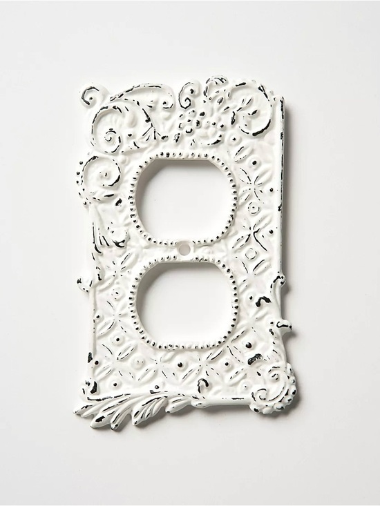 Other - Anthropologie Tin Roof Outlet Covers Set of 2 White Iron Vintage Rare Sold Out